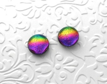 Fused Glass Dichroic Earrings - Stud Earrings - Post Earrings - Fused Glass - Glass Earrings - Small Post - Bohemian Earrings - Boho 1665