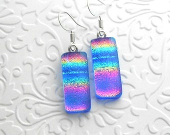 Rainbow Earrings - Dichroic Fused Glass Earrings - Dichroic Earrings - Dichroic Jewelry - Bohemian - Boho Earrings - Fused Glass B6312