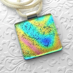 Large Statement Pendant - Dichroic Fused Glass Pendant - Dichroic Glass - Fused Glass - Dichroic Jewelry - Hippie Jewelry - Boho  8660