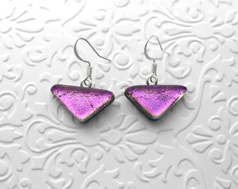 Dichroic Fused Glass Earrings - Asymmetrical Dichroic Earrings - Dichroic Jewelry - Bohemian - Boho Earrings - Hippie Earrings B3884