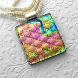 Large Statement Pendant - Dichroic Fused Glass Pendant - Dichroic Glass - Fused Glass - Dichroic Jewelry - Hippie Jewelry - Boho  8751