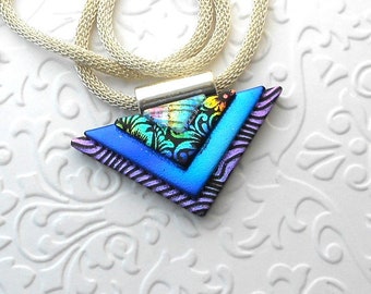 Cascading Dichroic Necklace - Fused Glass Pendant - Bohemian Pendant - Boho - Dichroic Glass - Fused Glass - Dichroic Jewelry C5525