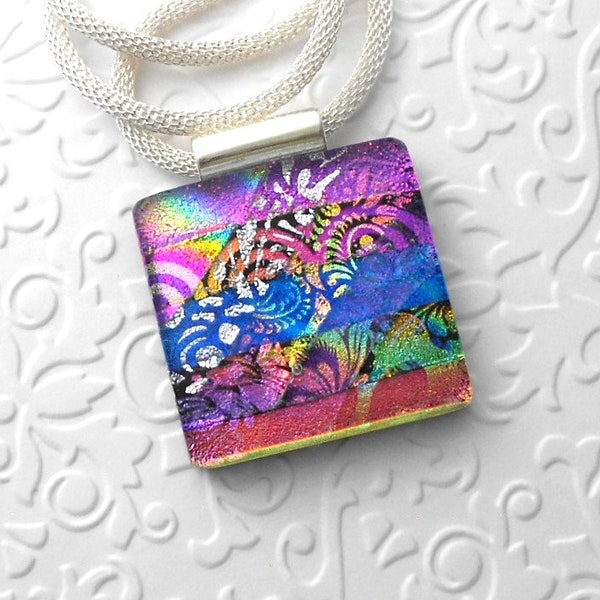 Fused Glass Pendant - Dichroic Fused Glass Necklace - Fused Glass Necklace - Large Statement Pendant - Fused Glass Necklace 2366