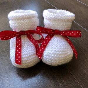 Knitted Baby Booties - Pick your ribbon