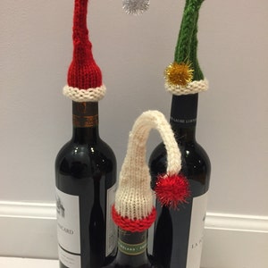 Wine Bottle Hats Set of 3 Unique Holiday Gift Red and Green