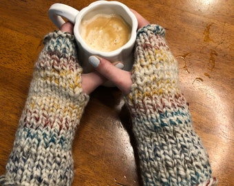 Fingerless Knit Gloves, Winter Gloves, Knit Gift, Texting Mittens - BONUS FREE matching headband