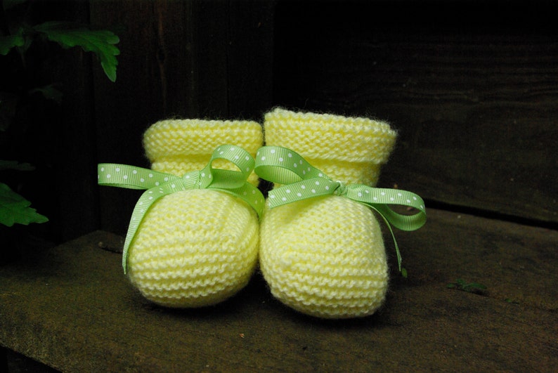 Knitted Baby Booties Yellow Etsy