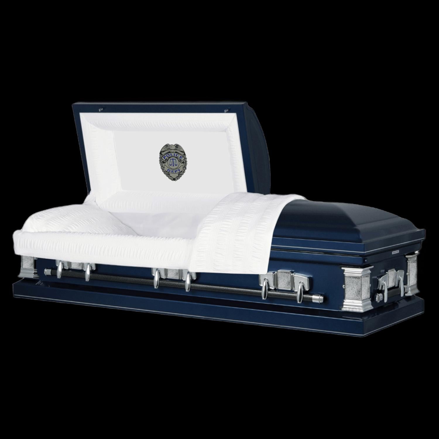 The Officer | Dark Blue Steel Casket With White Interior - Etsy