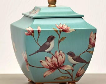 Floral Magnolia Lovebirds Large Adult Urn