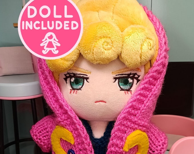 Giorno Giovanna JoJo's Bizzare Adventures Plushie with Full Outfit Set – Includes Detachable Hair Buns Commercial and Handmade Clothes