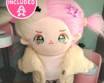 20cm Plushie with Handmade Coat and Shirt Soft Stylish Outfit Only or Pink Doll Included Plushie Knitwear Clothing Perfect Gift for a Girl
