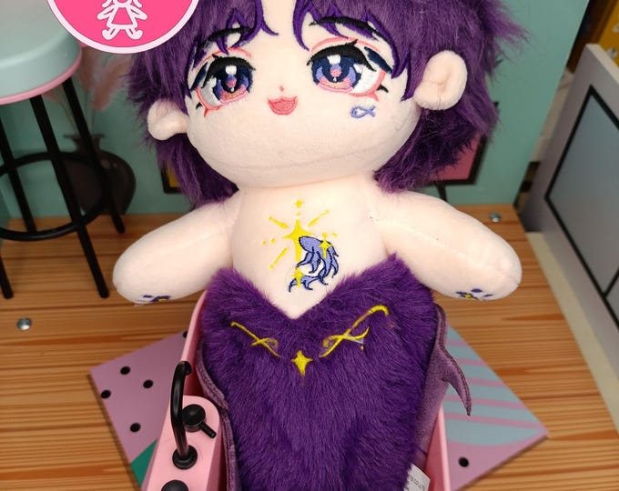 Celestial Deepsea Prince – Merman Original Plush Doll Mermaid 33cm Plush Doll Soft Boy Plushie Full Tail Fluffy Cute Purple Merperson