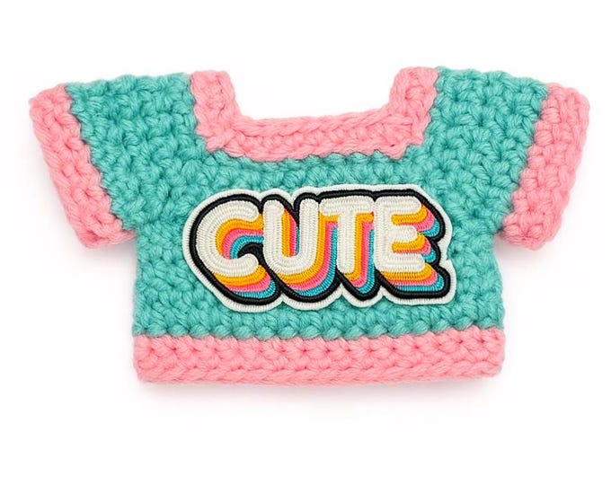 Handmade Doll Sweater CUTE Patch Pastel Teal&Pink Sweater for 20cm Plushie Doll Clothes Aesthetic Plushie Outfit Knitwear Vibrant Colorful