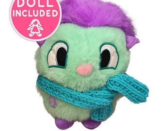 Bibble Plush Toy Cotton doll Plushie with a Handmade Knitted scarf Fairytopia, Mariposa, or nostalgic Barbie movies | perfect gift for fans