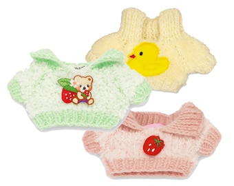 Handmade Knitted Sweaters for 20cm Plush Dolls – Collection pastel y2k fairy kei or soft girl Aesthetic CUTE Patch Clothes Vibrant Colorful