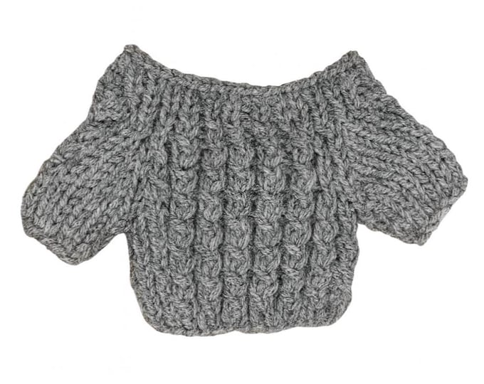 Handmade Chunky Knit Doll Sweater: Gray Plushie Outfit for 20cm Dolls