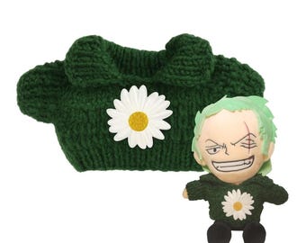 Handmade Green Sweater with Daisy Patch for 30cm Plush Dolls Sweet Plushie Wardrobe Minimal Design Knitted Cozy Outfit Clothing Adorable