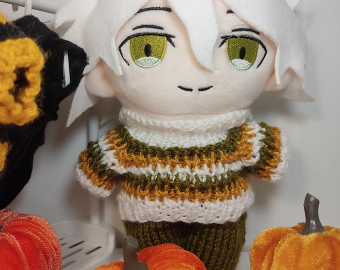 Handmade Cozy Knit Sweater and Pants Green Stripped Set for 20cm Plush Dolls Stylish Knitwear for Plush Comfort & Charm Cute Gift