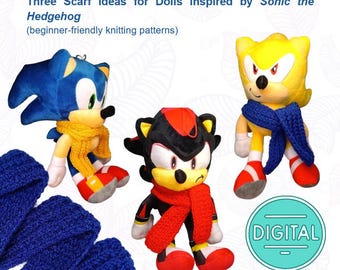 Doll Scarf Knitting Patterns, Beginner-Friendly, Digital, Inspired By Blue Super Fast Hedgehog PDF 20cm Plush Instructions Guide DIY