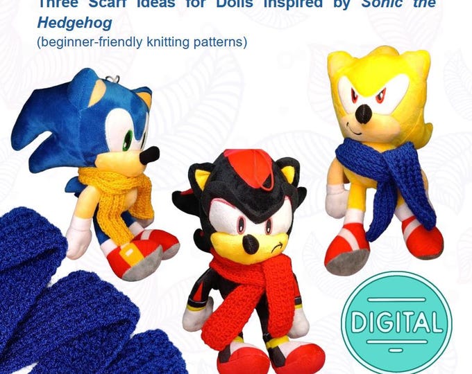 Doll Scarf Knitting Patterns, Beginner-Friendly, Digital, Inspired By Blue Super Fast Hedgehog PDF 20cm Plush Instructions Guide DIY