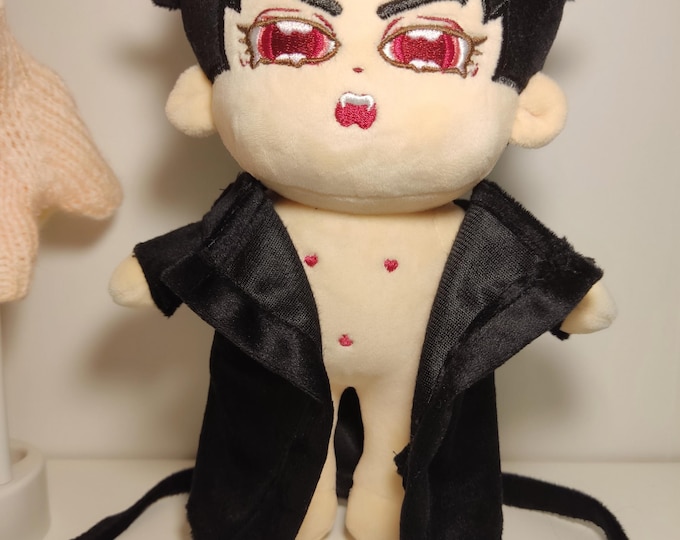 Handmade Plush Bathrobe 20cm Dolls Black Satin Luxury Doll Long Cozy Elegant Outfit Clothing Plushie Great Gift Idea Sleepwear Robe Kimono
