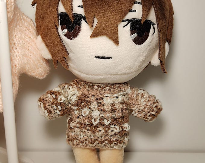 Handmade Earthy Tones Chunky Sweater for VERY SLIM type 20cm Plush Doll Warm Soft Fun Knitted Cozy Outfit Clothing Plushie Great Gift Idea