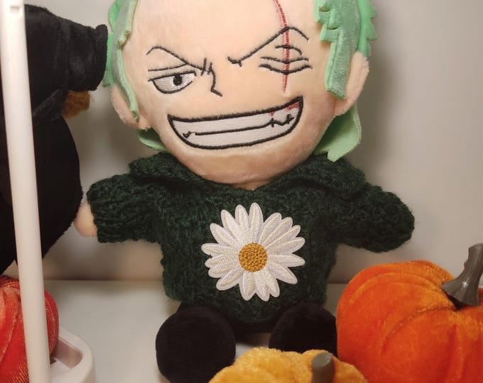 Handmade Green Sweater with Daisy Patch for 30cm Plush Dolls Sweet Plushie Wardrobe Minimal Design Knitted Cozy Outfit Clothing Adorable