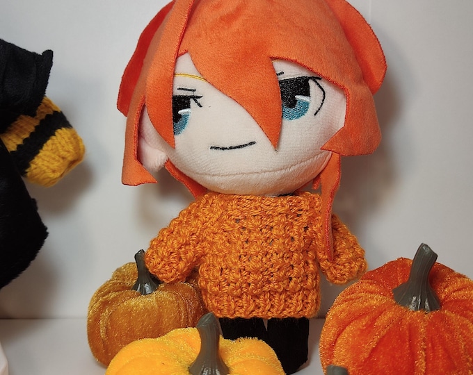 Handmade Cozy Fall Sweater for 20cm Plush Dolls Perfect for Slim Body Autumn Orange Knit Knitted Outfit Clothing Plushie Great Gift Idea