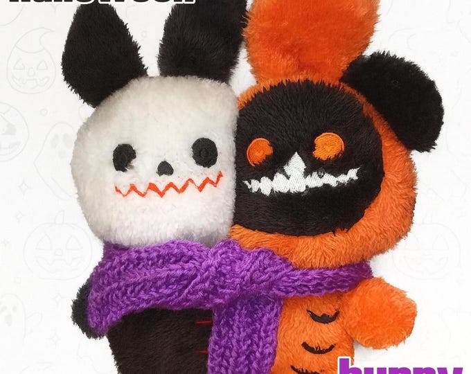 Spooky Two-Headed Bunny Plush: Creepy Gothic Halloween Plushie
