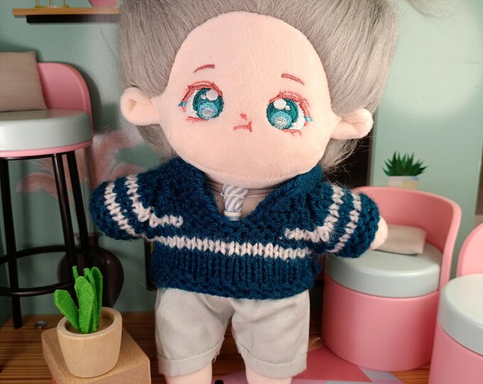 Handmade Toy Sweater for 20cm Plush Dolls Marine Thematic Soft Cozy Stylish Plushie Outfit Fun Style Display Knitwear Wardrobe