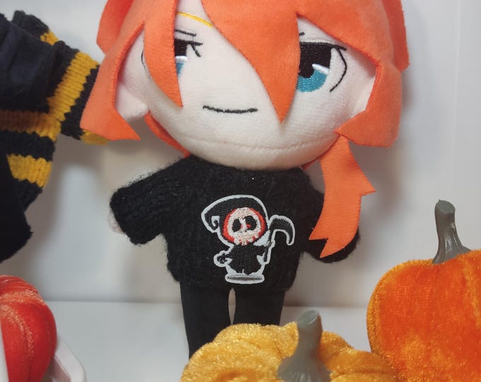 Handmade Slim-Fit Grim Reaper Sweater for 20cm Plush Dolls Cozy Autumn Orange Knit Knitted Outfit Clothing Plushie Doll Great Gift Idea