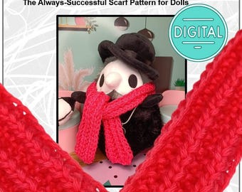 Doll Scarf Pattern Reversible 50cm in Mistake Rib Stitch | Beginner-Friendly Knitting PDF Digital Patterns Instructions Guide DIY