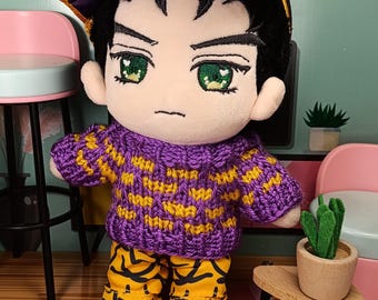 Handmade Sweater for 20cm Dolls – Cozy & Stylish Doll Clothing Clothes for Plushie Square pattern Cute Inspired JoJo's Bizarre Adventure