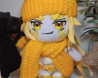 Handmade Knitted Hat and Scarf Set for 20cm Plush Dolls Cozy Winter Accessory Bundle Adorable Beanie Solid Color Plushie Yellow (Bigger)