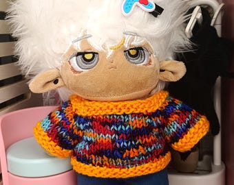 Handmade Multicolor Knitted Sweater 20cm Plush Dolls Cozy Vibrant Knit with Bold Orange Trim Clothes for Cotton Plushie Dark Blue Red Teal
