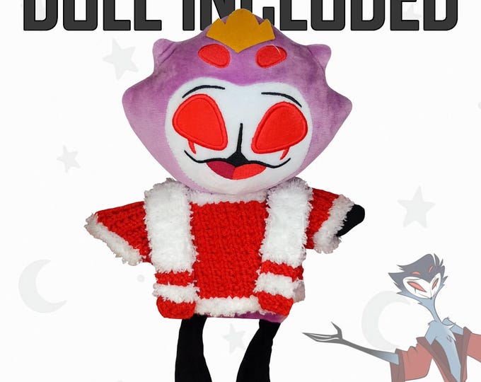 Stolas Doll & Outfit | Helluva Boss Plush with Handmade Knitted Clothing