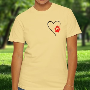 Love is a Pawprint T-Shirt, Dog Lover Shirt, Animal Lover Tee, Paw Print Design, Dog Mom Shirt, Gift for, Pet Lover Tee, Puppy Love Shirt