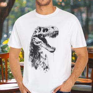 T-Rex Skull T-shirt, Dinosaur Skeleton Tee, Aesthetic Clothes, Dino Shirt, Dinosaurs Shirt, Mens Shirt, Boys Shirt, Dinosaur Lovers