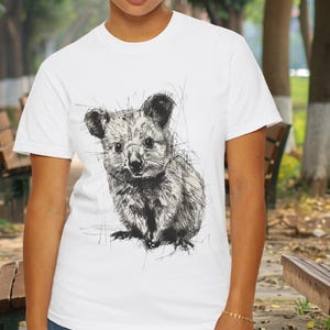 Quokka Manga Sketch T-shirt, Cute Marsupial Tee, Animal Lover Gift, Anime Fan, Perfect for Quokka Lovers, Birthday Gift, Japanese Streetwear