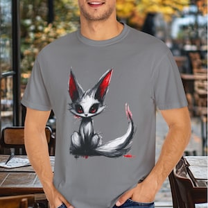 Manga Fox Sketch T-shirt, Cute Foxy Tee, Animal Lover Gift, Anime Fan, Perfect for Fox Lovers, Birthday Gift, Japanese Streetwear