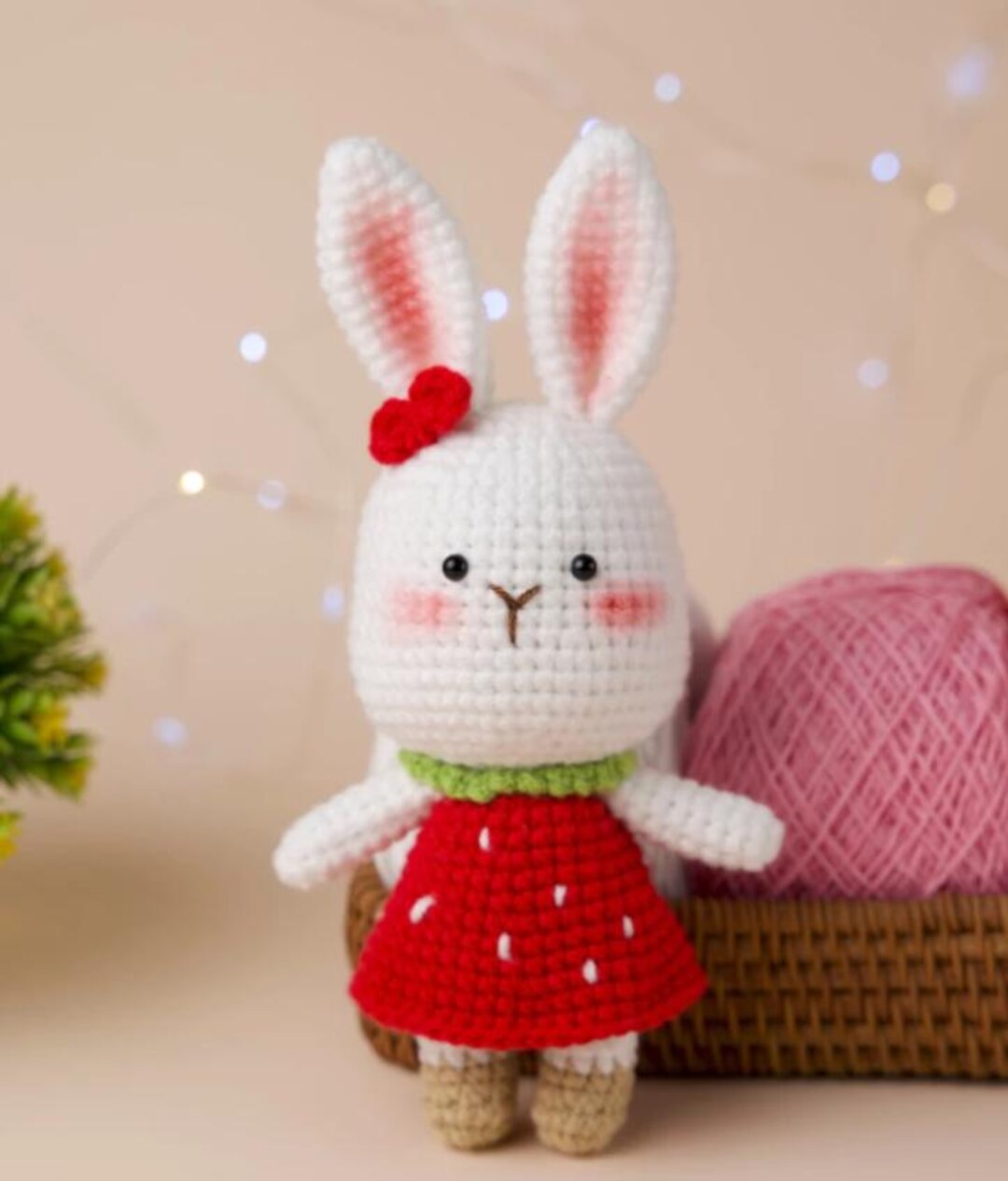 Pink Strawberry Girl Plush Doll - Medium Size Soft Toy Baby Girl