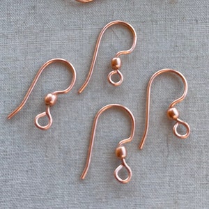 Solid Copper Ear Wires, Copper Earring Hooks, Copper Ball Earwire, E-Coat 19ga Ball Earring, Handmade In India, 18x10mm, 20 Pair, Dry Gulch