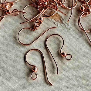 21ga Solid Copper Ear Wires, Copper Earring Hooks, Copper Ball Earwires, E-Coat Ball Earring, Handmade In India, 18x10mm, 20Pairs, Dry Gulch