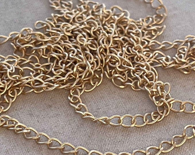 Matt Gold Chain 4mm Curb Gold Chain, Hamilton Chain, Matte Gold Chain, Thin Curb Chain ...