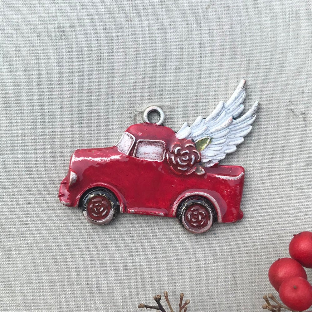 Vintage Truck Pendant with Wings, Red Flying Truck Pendant, Red Junk …