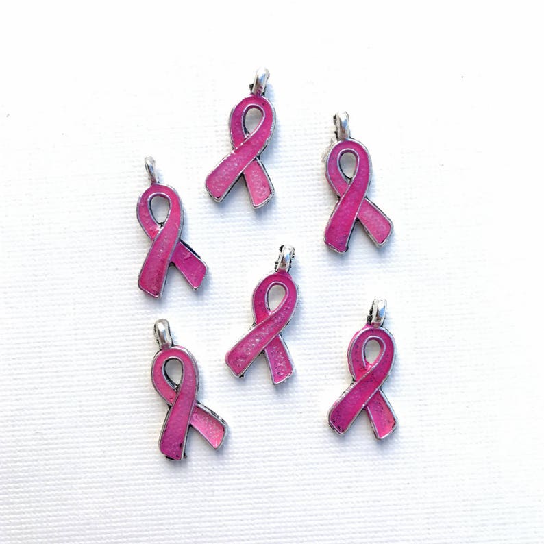 Pink Ribbon Charms Breast Cancer Ribbon Charms Awareness Etsy