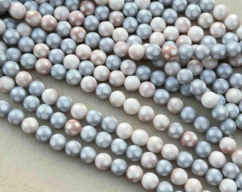 8mm Polka Dot Beads Czech Glass Round Sand Pebble Mix 20 Beads Per Strand