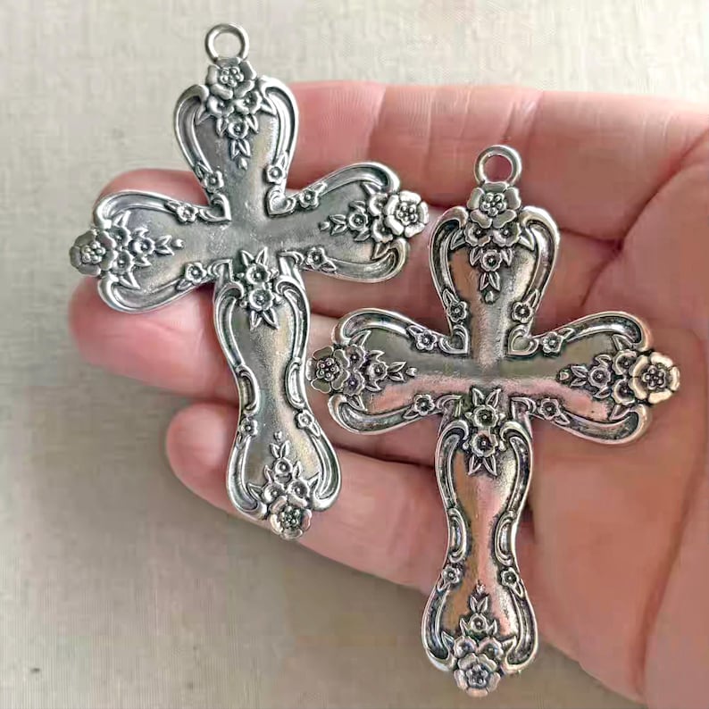 Vintage Style Spoon Cross Pendant, Victorian Style Cross, Shabby ...