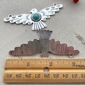 Thunderbird Pendant, Plated Thunderbird Pendant with Faux Turquoise Stone, Thunderbird Jewelry Findings, 80x32mm, 2 Pcs, Dry Gulch image 4
