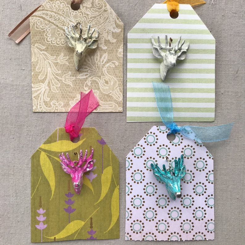 Glitter Antlers Fawn Pendant Pink Deer Painted Deer Deer Pendant Cream Deer 1 Pendant Turquoise Deer Dry Gulch 4 Colors